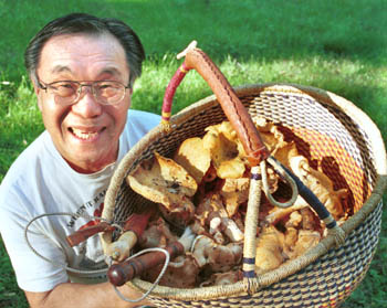 Lee Yamada and basket of mushrooms