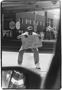 homeless w/sign