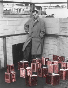 Kenneth Patchen with books